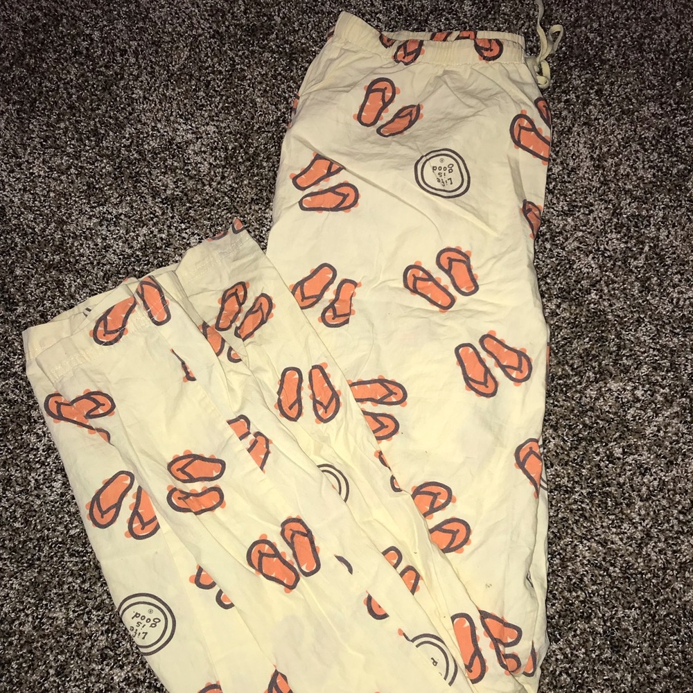 LIFE IS GOOD Yellow Orange Flip Flip Pajama Pants